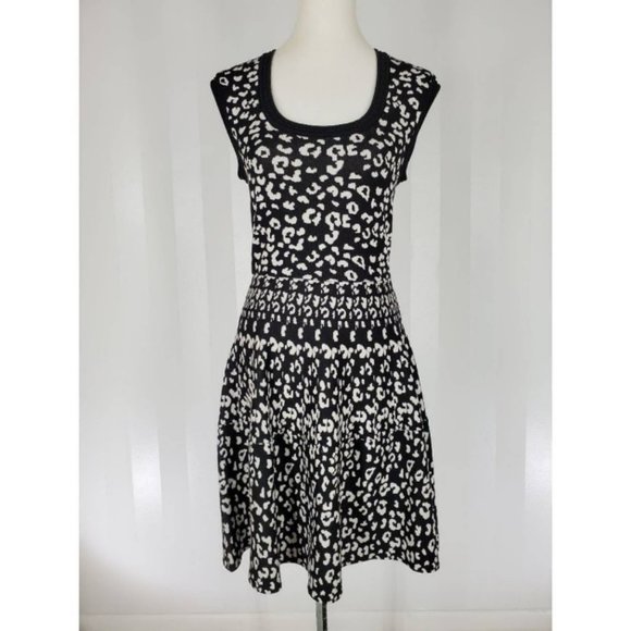 Rebecca Taylor Women Animal Print Round Neck Dress Black Sz S #102 - Picture 2 of 12